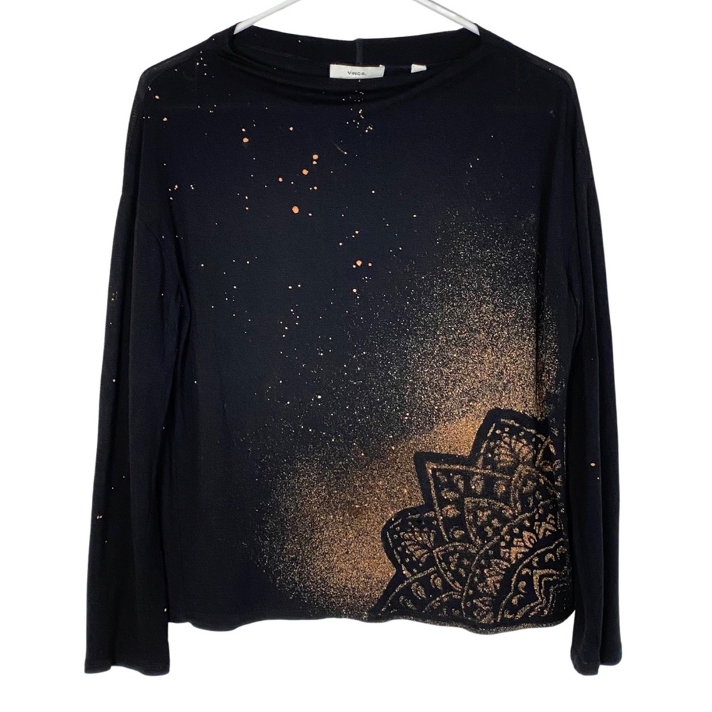 OOAK🔹️Mandala Long Sleeve Top Womens Size Small Light Weight Viscose Knit